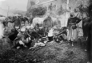 Moroccan Prints: Spahis in camp at Arsy after battle, 1914. Creator: Bain News Service