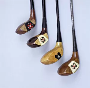 Images Dated 2nd August 2005: Spalding wooden clubs with coloured Fancy Face inserts, American, 1920s. Artist: Spalding