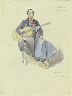 Wove Paper Prints: Spaniard with guitar, 1850. Creator: Fritz Bamberger