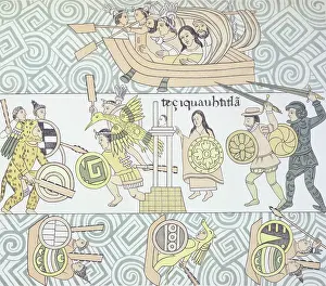Invader Prints: The Spanish, with their allies, fighting the Aztecs 1892. Creator: Unknown