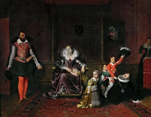 Henry Iv Of France Gallery: The Spanish ambassador surprises Henri IV playing with his children, 1817. Creator: Ingres