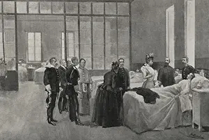 Spanish-American War (1898): Queen Maria Christina visiting wounded soldiers, Madrid, Spain, 1898. Creator: Enrique Laporta Valor