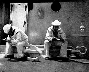 The Spanish-American War: American naval and military types - reading letters in a quiet spot, 1898. Creator: Unknown