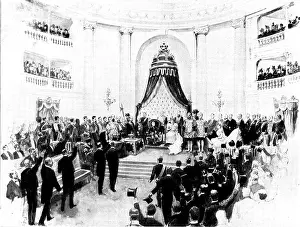 Amde Prints: The Spanish-American War: the Queen-Regent of Spain reading the speech