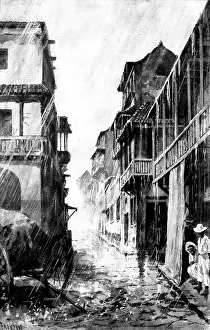 Tropical Prints: The Spanish-American War: the rainy season in Cuba - in town, 1898. Creator: Unknown