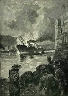 Sinking Prints: The Spanish-American War: The Sinking of the Merrimac, 1898, (c1900). Creator: Unknown