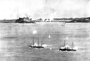 Steamship Prints: The Spanish-American War: Spanish schooner running the blockade at Havana