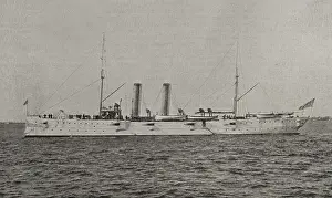 Spanish-American War: USS Montgomery (C-9) (1894-1918), Montgomery-class cruiser, US navy, 1898. Creator: Unknown