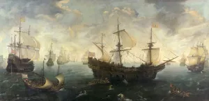 Galleon Prints: Spanish Armada Off the Coast of England