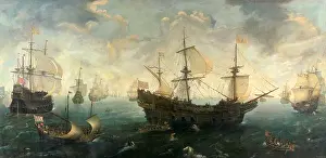 Galleon Prints: The Spanish Armada off the English Coast in 1588