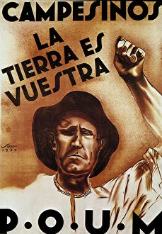 Posters Collection: Spanish Civil War (1936-1939), poster Campesinos, la tierra es nuestra (Farmers