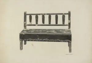 Spanish Colonial Mission Bench, c. 1937. Creator: Edward Jewett