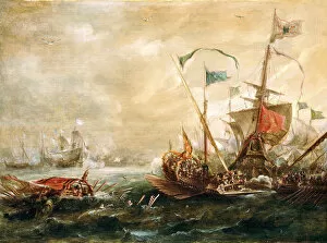 Spanish engagement with Barbary pirates, First Half of 17th century. Artist: Eertvelt, Andries van (1590-1652)