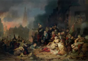 Black Smoke Prints: The Spanish Fury in Antwerp, (c1576), 1837. Creator: Ferdinand De Braekeleer