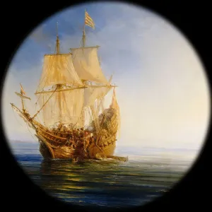Buccaneer Prints: Spanish Galleon taken by the Pirate Pierre le Grand near the coast of Hispaniola