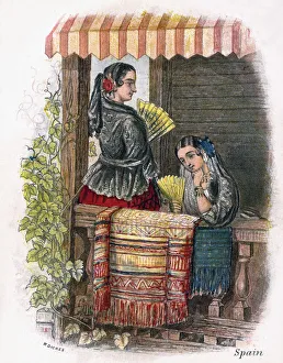 Mantilla Prints: Spanish Girl, 1809. Artist: W Dickes