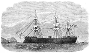 Gunboat Prints: The Spanish iron-clad frigate Numancia in the harbour of Callao, 1865. Creator: Unknown