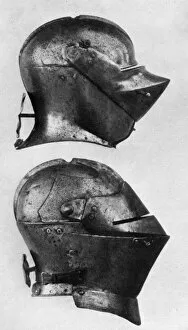 Images Dated 12th February 2008: Spanish and Italian helmets, 15th century, (1929)