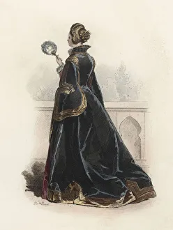 Modern Age Prints: Spanish Lady, in the modern age, color engraving 1870