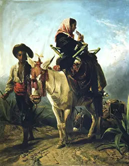Aberdeen Art Gallery Museums Prints: Spanish Peasants-The Wayside in Andalucia, 1863. Creators: John Phillip, Richard Ansdell