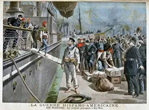 Key West Gallery: Spanish prisoners arriving at Key-West, Spanish-American War, 1898. Artist: Henri Meyer