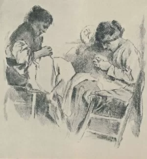 Dressmaking Gallery: Spanish Seamstresses, 1919. Artist: James Kerr-Lawson