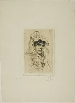 Mantilla Prints: Spanish Woman, 1884. Creator: Anders Leonard Zorn