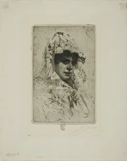 Mantilla Prints: Spanish Woman, 1884. Creator: Anders Leonard Zorn