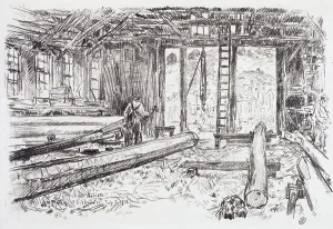 Frederick Childs Hassam Prints: Spar Shop, Gloucester, 1918. Creator: Frederick Childe Hassam