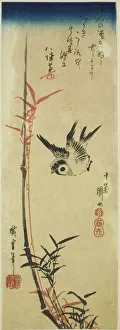 Chutanzaku Prints: Sparrow and bamboo, mid-1830s. Creator: Ando Hiroshige