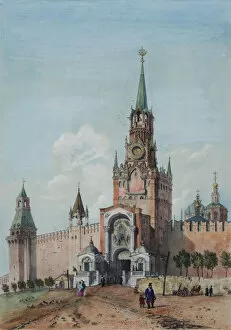 I Turgenev Memorial Museum Gallery: The Spasskaya Tower (Saviour Gates) in the Moscow Kremlin, 1839