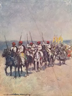 Durbar Gallery: Spear-bearers from Cutch, 1903. Artist: Mortimer L Menpes