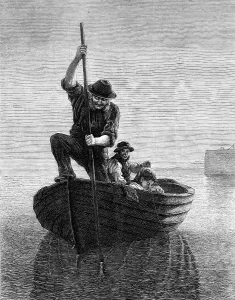 Spearing Prints: Spearing Flounders, by H. MacCallum, 1871. Creator: Unknown