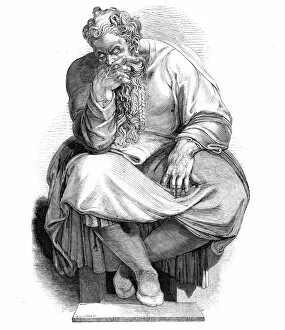 Jeremiah Gallery: Specimen of wood-engraving - the Prophet Jeremiah, from the painting by Michael Angelo