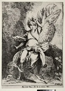 Benjamin West Prints: Specimens of Polyautography: The Angel at the Tomb of Christ, 1801. Creator: Benjamin West