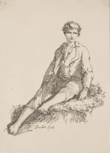 Specimens of Polyautography: Boy Seated on a Grassy Bank, 1803. Creator: Thomas Barker (British) Specimens of Polyautography: Boy Seated on a Grassy Bank, 1803. Creator: Thomas Barker (British)