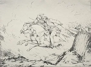 Robert Kerr Porter Prints: Specimens of Polyautography: Cavalry Charge, 1803. Creator: Robert Kerr Porter (British