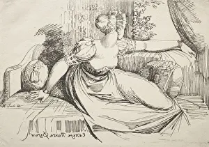 18th 19th Century Prints: Specimens of Polyautography: Woman on a Sofa. Creator: Henry Fuseli (Swiss, 1741-1825)