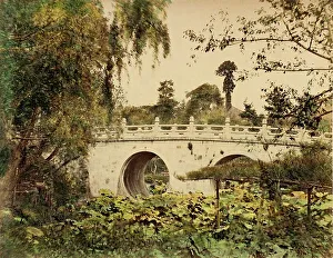 Albumen Print Hand Colored Prints: Spectacle Bridge of Otani, 1865. Creator: Unknown