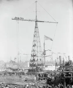 Navy Yard Prints: Spectators on day of launching of U.S.S. Maine, 1889. Creator: Unknown