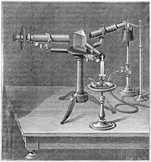 Apparatus Prints: Spectroscopic apparatus used by Robert Wilhelm Bunsen and Gustav Robert Kirchhoff, c1895