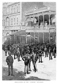 Ballarat Prints: Speculators On The Corner, Ballarat, Australia, 1886. Artist: William Thomas Smedley