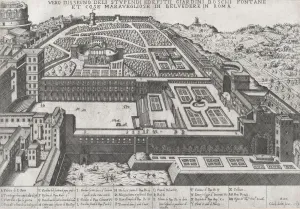 Speculum Romanae Magnificentiae: Aerial View of the Belvedere and its Gardens, 1579