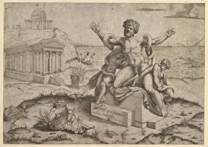 Speculum Romanae Magnificentiae: Ancient bas-reliefs with Laocoon, ca. 1516-20 (?)