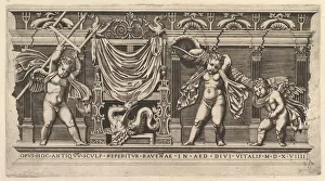 Speculum Romanae Magnificentiae: Bas-Relief with Three Cupids, 1519. Creator: Marco Dente