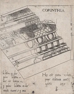 Speculum Romanae Magnificentiae: Corinthian entablature, 1537. 1537. Creator: Master PS