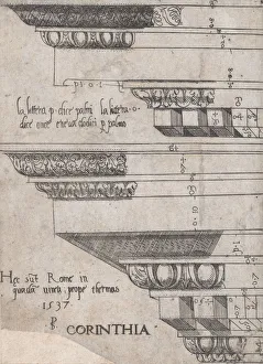 Speculum Romanae Magnificentiae: Corinthian entablature, 1537. 1537. Creator: Master PS