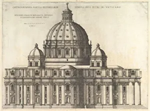 Speculum Romanae Magnificentiae: Elevation Showing the Exterior of Saint Peters Basili