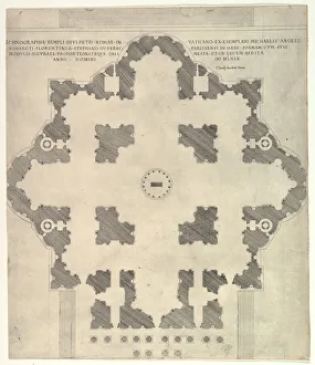 Speculum Romanae Magnificentiae: Plan of St. Peter s, 1569. Creator: Etienne Duperac