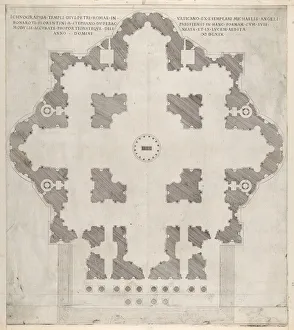Speculum Romanae Magnificentiae: Plan of St. Peter s, 1569. Creator: Etienne Duperac